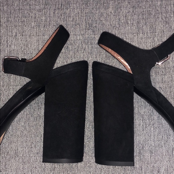 Like new black suede block heel platforms - Picture 3 of 5